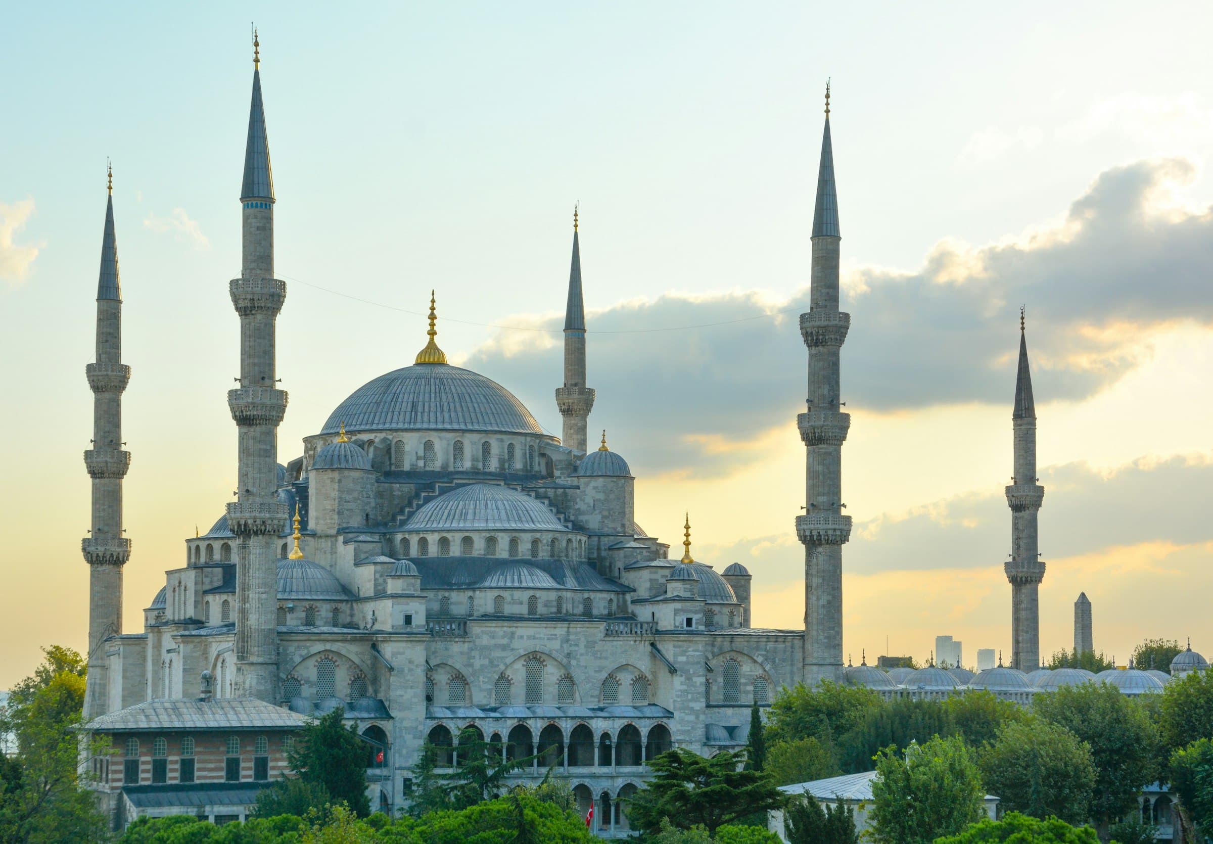 Istanbul skyline at dusk along the Bosphorus